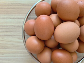 Fresh eggs in stainless steel basket