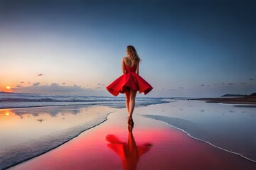 woman walking on the beach