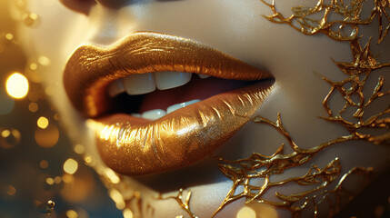 Golden woman lips.