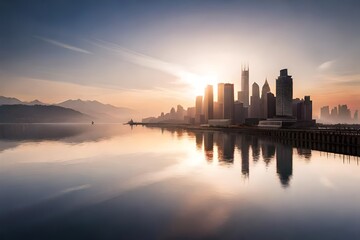 sunset over the city