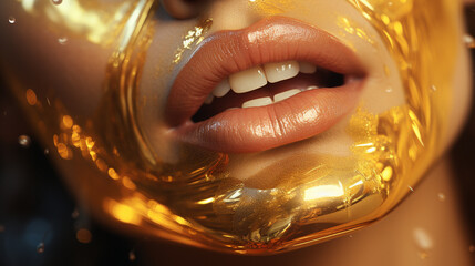 Golden woman lips.