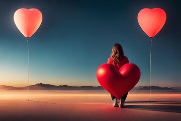 heart shaped balloon in the sky