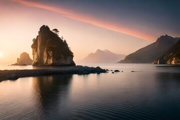 sunset over the bay