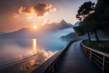 sunset on the lake
