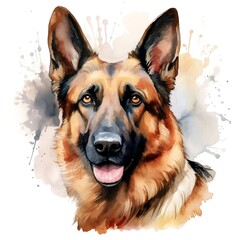 german shepherd dog AI generated watercolor 
