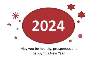 Fototapeta na wymiar New Year's card 2024 red minimal geometric abstract