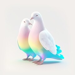 Colorful pigeon peace symbol, dove rainbow wings icon illustration, isolated