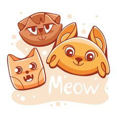 Cute cartoon vector cats on the theme of Halloween and lettering.