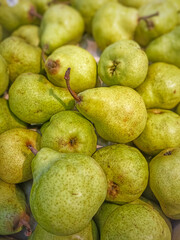 Fresh Green pears in the market