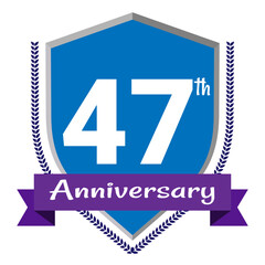 47th Anniversary. Anniversary sign collection isolated on white background. Vector Illustration EPS 10 File.