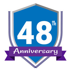 48th Anniversary. Anniversary sign collection isolated on white background. Vector Illustration EPS 10 File.