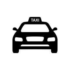 Taxi icon. Car. Vector icon isolated on white background. front view flat icon, illustration