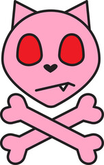 Cat head with bone gradient illustration cartoon