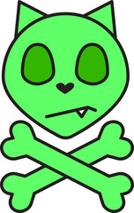 Cat head with bone gradient illustration cartoon