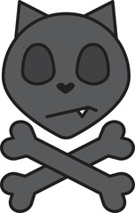 Cat head with bone gradient illustration cartoon
