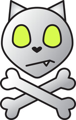 Cat head with bone gradient illustration cartoon