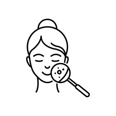 acne on skin icon, problem skin, dermatology linear vector icon sign on white background