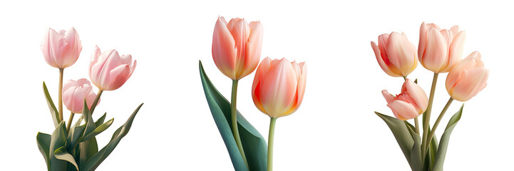 Naklejka premium Tulips isolated summer bloomer transparent background