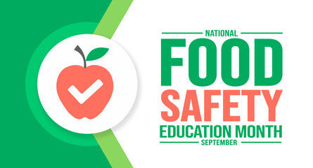 September is National Food Safety Education Month background template. Holiday concept. background, banner, placard, card, and poster design template with text inscription and standard color. vector