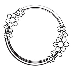 Circle frame with decorative flowers