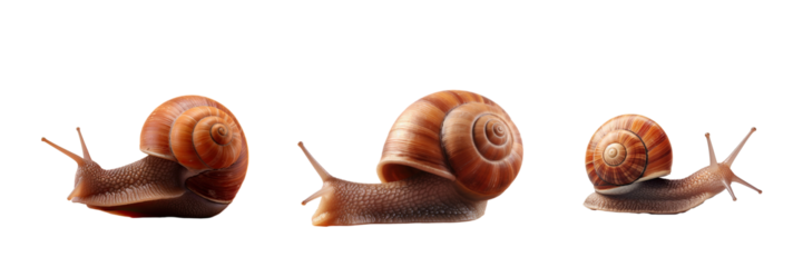 A singular brown snail on a transparent background