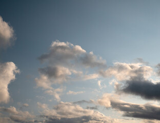 Naklejka na ściany i meble Stormy sky with white and grey clouds background, beautiful heaven photo