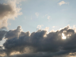 Fototapeta na wymiar Stormy sky with white and grey clouds background, beautiful sunset heaven photo