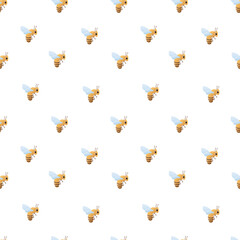 Bee seamless pattern on a white background