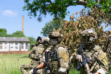 Soldier in civil war, ruin building.