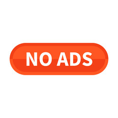 No Ads Button In Orange Rounded Rectangle Shape For Action Advertisement
