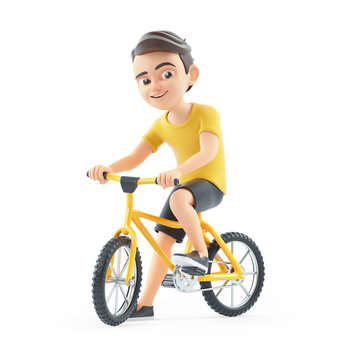 3d boy riding bicycle