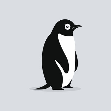 simple flat black and white penguin icon illustration vector