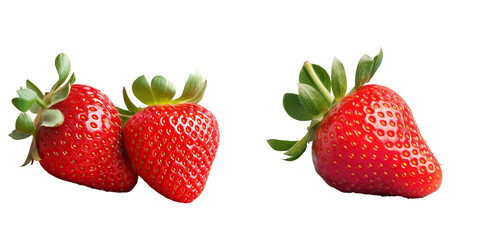 Ripe strawberries against transparent background