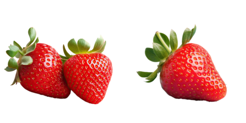Ripe strawberries against transparent background