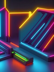 3D Animation Style 3d neon render lighting colour