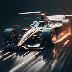 Generic concept sport formula one car speeding the track