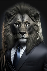Portrait of lion in suit