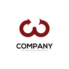 Infinity Arrow Vector Logo in the Shape of Letter W in Bold and Distinct Style