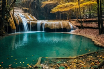 beautiful view of waterfall in forest