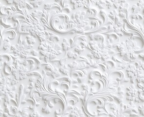 Gypsum patterns of white flowers, gypsum background floral pattern. SEAMLESS PATTERN. SEAMLESS WALLPAPER. Created with Generative AI technology. Created with Generative AI technology.