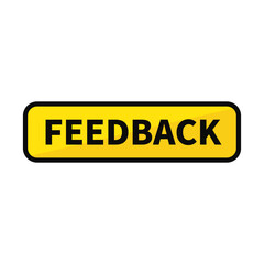 Feedback Button In Yellow Rectangle Shape With Black Line For Customer Review

