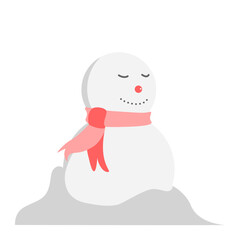 Celebrating in winter season with isolated snowman in Merry Christmas holiday theme, smile and calm snowman in cartoon style at outdoor snowball.