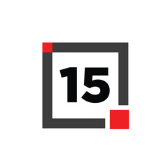 15 number with square box icon. 15 box monogram.