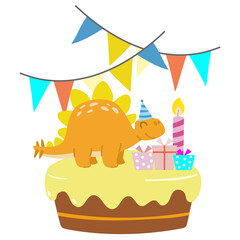 Happy Birthday Dinosaur party cake. happy dino clipart