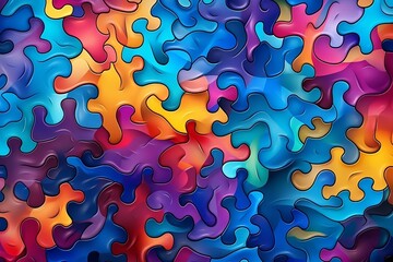 Abstract Background Featuring a Colorful Array of Unsolved Puzzles, Creating a Captivating Visual Puzzle