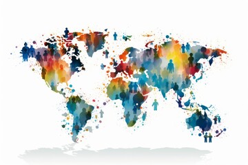 watercolor map of the world on a white background  - obrazy, fototapety, plakaty