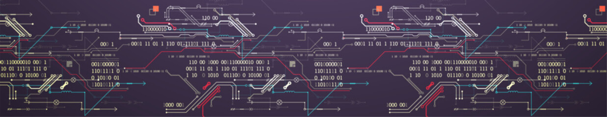 Abstract background on technological and scientific topics. Various techno details with using digital code.