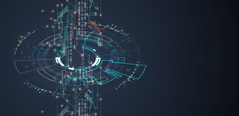 Abstract background on technological and scientific topics. Various techno details with using digital code.
