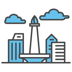 National monument icon vector of Jakarta city on trendy style for design and print