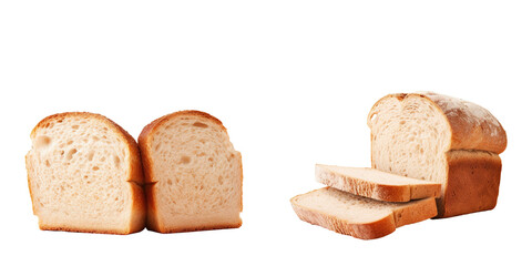 Two fresh bread slices on a transparent background with soft focus